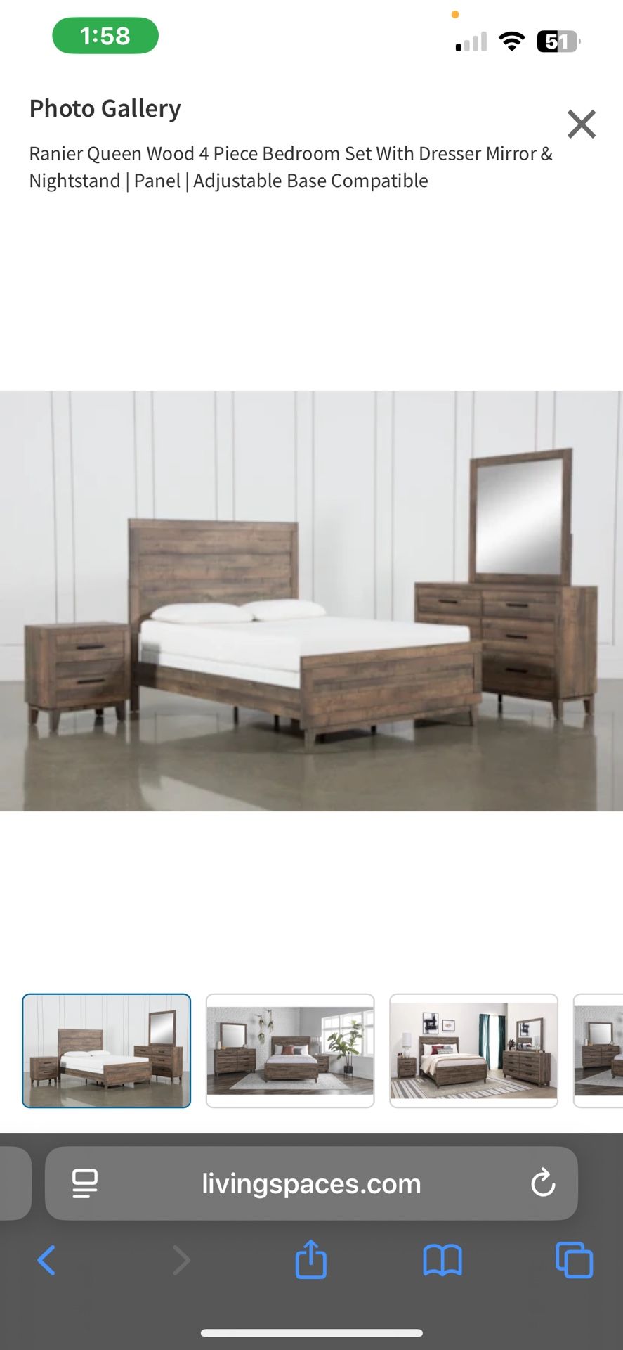 Rainer Queen Wood 3 Piece Set