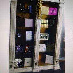 Italian Style Tall Cabinet With Glass Shelves. Shelf. Curio 