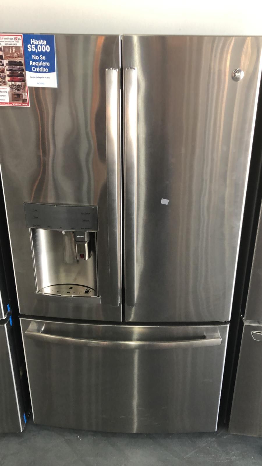 New GE 3 Door French Refrigerator, Water Dispenser, Coffee Maker