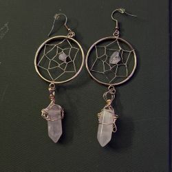 Rose Quartz Dream catcher Earrings