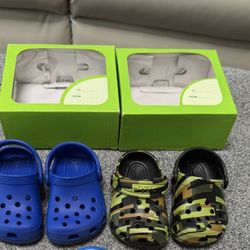 Blue And Green Crocks For Toddler Size C2-3 New