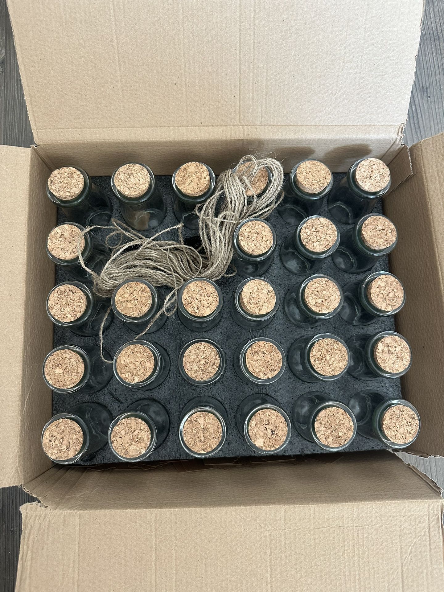 Small Glass Bottles With Cork And Twine