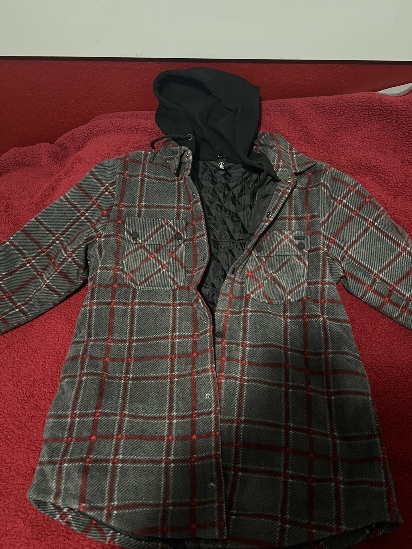 Volcom Flannel Jacket (button up) Grey/Red