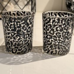Small Candle Holders Cheetah Print