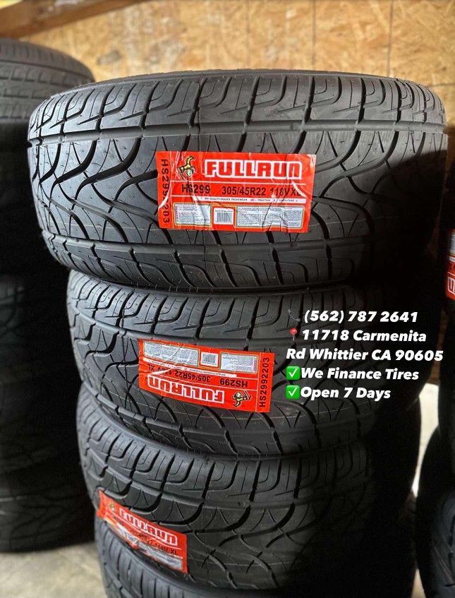 305/45R22 FULLRUN Set of Tires Installed and Balanced Set de Llantas Nuevas Instaladas y Balanceadas
