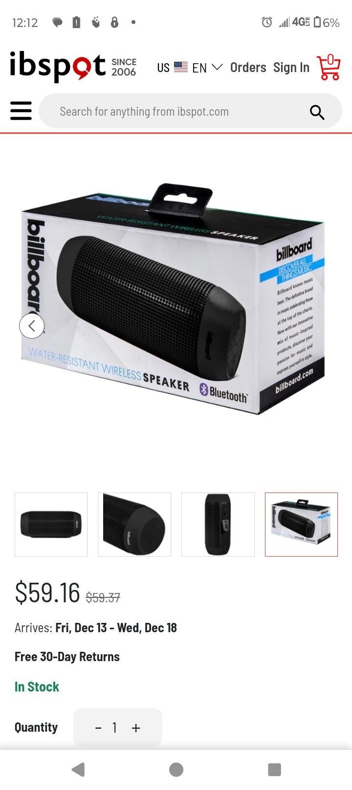 Billabong Blue Tooth Speaker