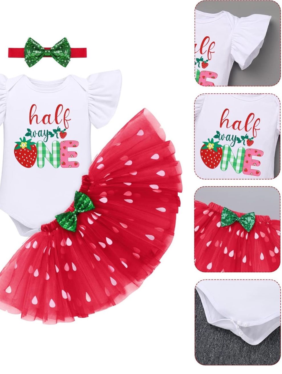 Baby 1/2  Year Strawberry Outfit 
