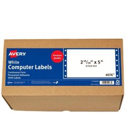 🔥 BRAND NEW 3000 ct Avery Dot Matrix Shipping Labels – 1 Across, 2 15/16" x 5", White
