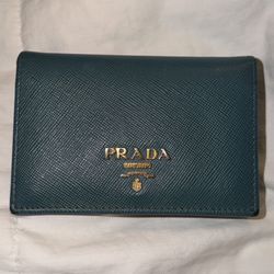 Prada Saffiano Card Holder/Wallet - Green