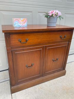 Vintage Wood Cabinet with Drawer and Doors
