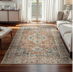 Distressed Medallion Area Rug