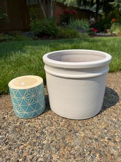 Ceramic Planter Pots Set of Two 8"x9" & 5"x5"