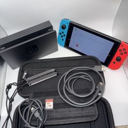 Nintendo Switch Neon Red/Blue Console Bundle w/ Dock + Mario 3D World + Case