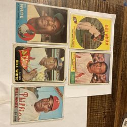 5 Vintage Bill White Baseball Cards With 1959 Topps Rookie 7 Time Gold Glove Winner 8 X All Star