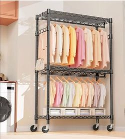 MZG Heavy-Duty Rolling Clothes Rack - Brand new