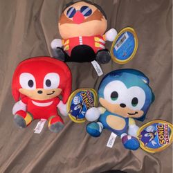 Sonic the Hedgehog Plush Toy Factory 9” Sitting Plush Bundle