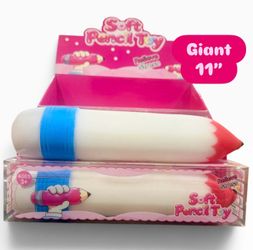 Jumbo Squishy Pencil Toy 28cm 11” – Super Soft, Stretchy Fidget Toy White