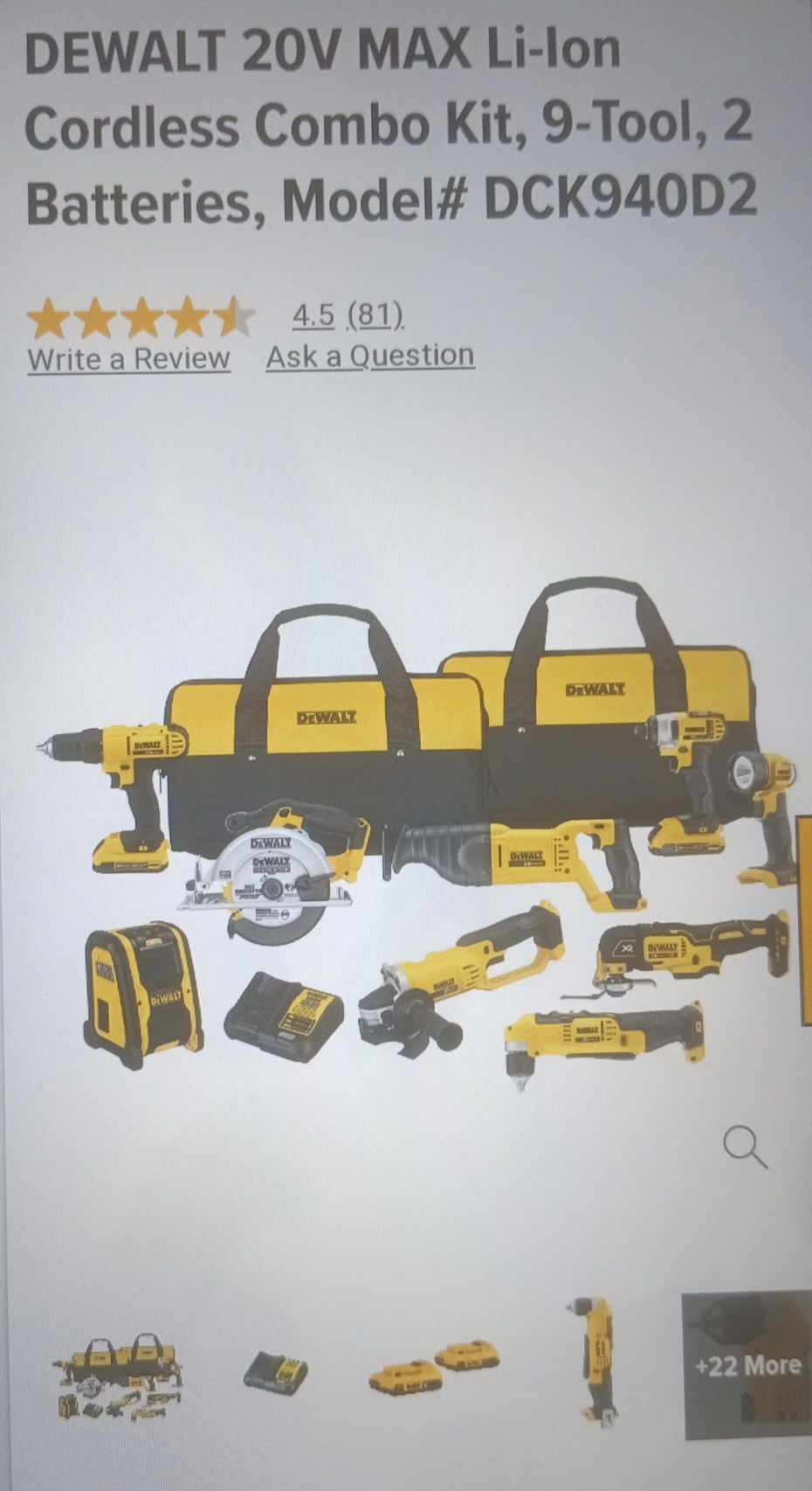 Dewalt Cordless 20.00 Tool Set