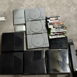 3 ps1’s,4 xbox 360s,and a wii