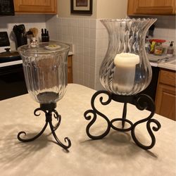 Rod Iron Glass  Candle Holder