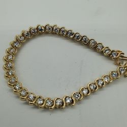 14KT YELLOW GOLD BRACELET WITH CZS