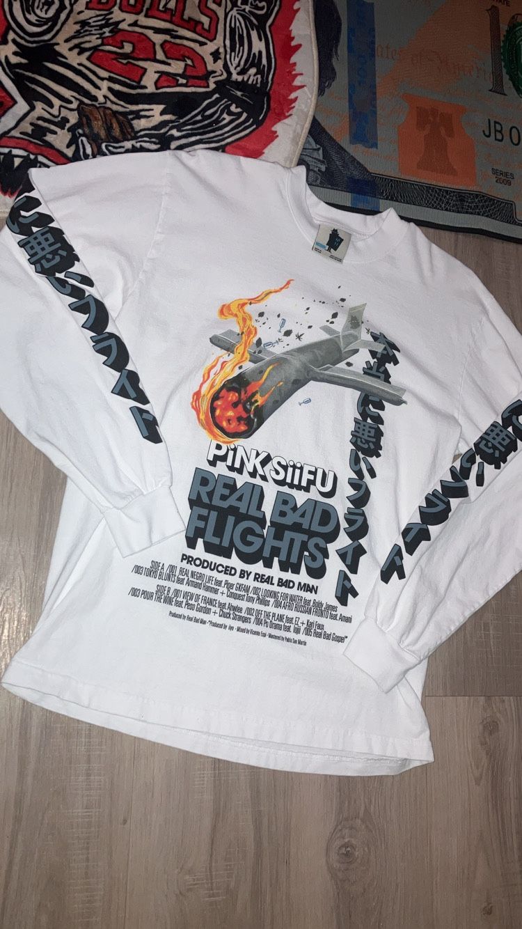 Real Bad Man X Pink Siifu “ Real Bad Flights “ White Cotton Shirt