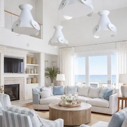 Coastal Extra Large Cone Chandelier Pendant Light White 