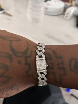 925 Sterling Silver Moissanite Diamond Cuban Link Bracelet