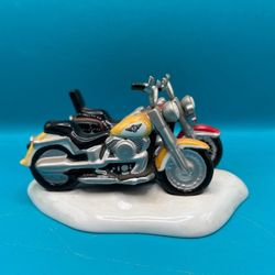 DEPARTMENT 56 SNOW VILLAGE HARLEY DAVIDSON FAT BOY & SOFT-TAIL MOTORCYCLE FIGURINE W/BOX 