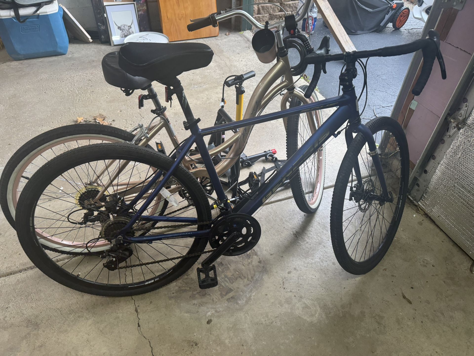 Bikes, Bike Rack, Lock And Pump 