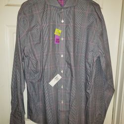 NWT $185 FERRELL REED MENS NEW NAVY SLIM FIT 100%COTTON DRESS SHIRT SIZE:16.5/LS