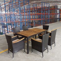 7pc Patio Furniture Outdoor Dining Table Set