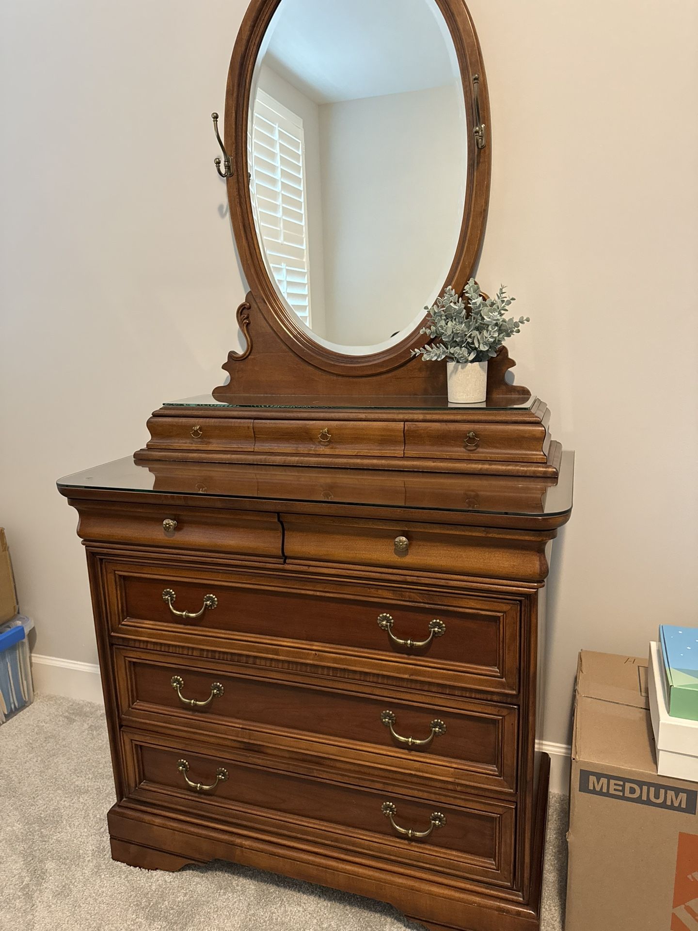 Dresser W/Mirror And Queen Bed