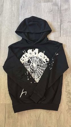 Og black web black and white sp5der hoodie