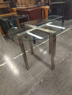 Modern Glass Top Accent Table with Chrome Legs