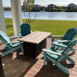 4 Piece Adirondack Chair Set With Cushions 