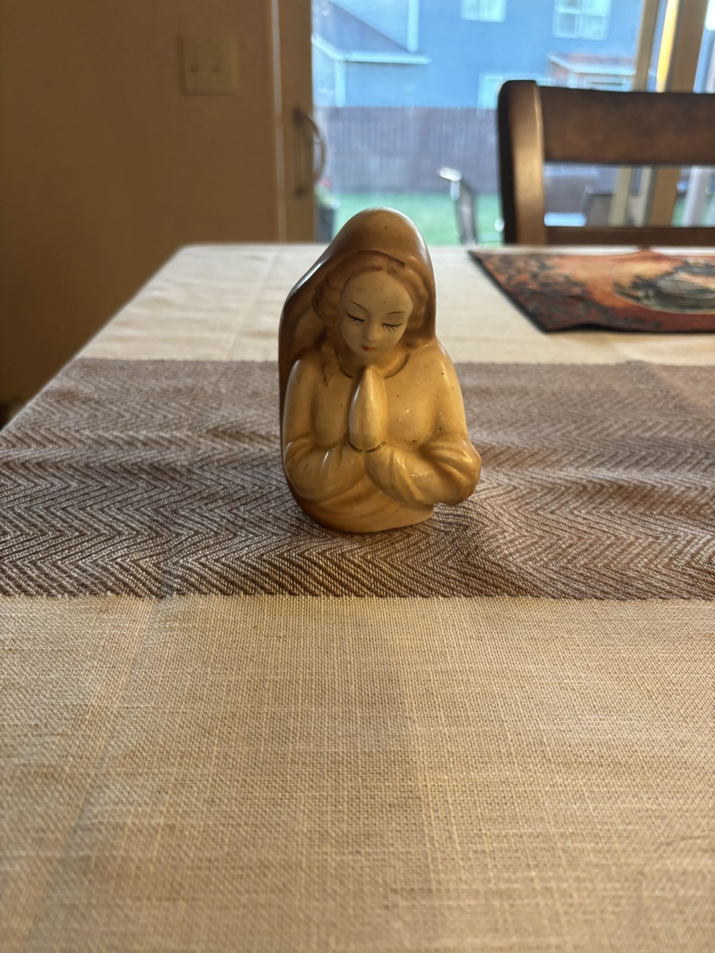 Vtg. Deco Style Ceramic Praying Mary Planter/Head Vase in Brown Tones~Japan