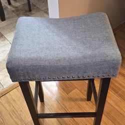 2 Grey linen stools 29 in high