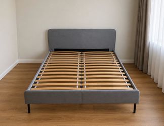 Grey Upholstered Queen Bed Frame Modern