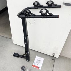 (Brand New) $55 Tilt Folding 2-Bike Hitch Mount Rack Bicycle Carrier for 2” Hitch w/ Straps 70 lbs Max 