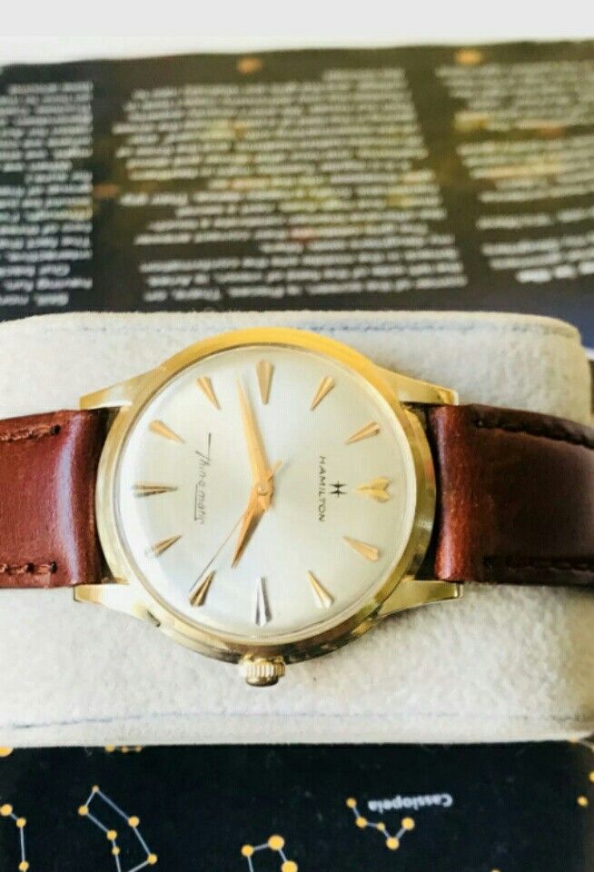 solid 14k Yellow Gold Hamilton ThinOmatic men's watch, beautiful !