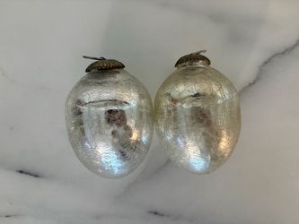 TWO Silver Mercury Glass Ornaments