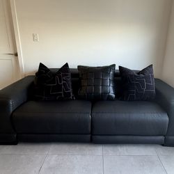  Lombardi Recliner Sofa, a black leather electric recliner from City Furniture