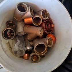 Some Copper Mostly Brass Fitting  New Big Bucket