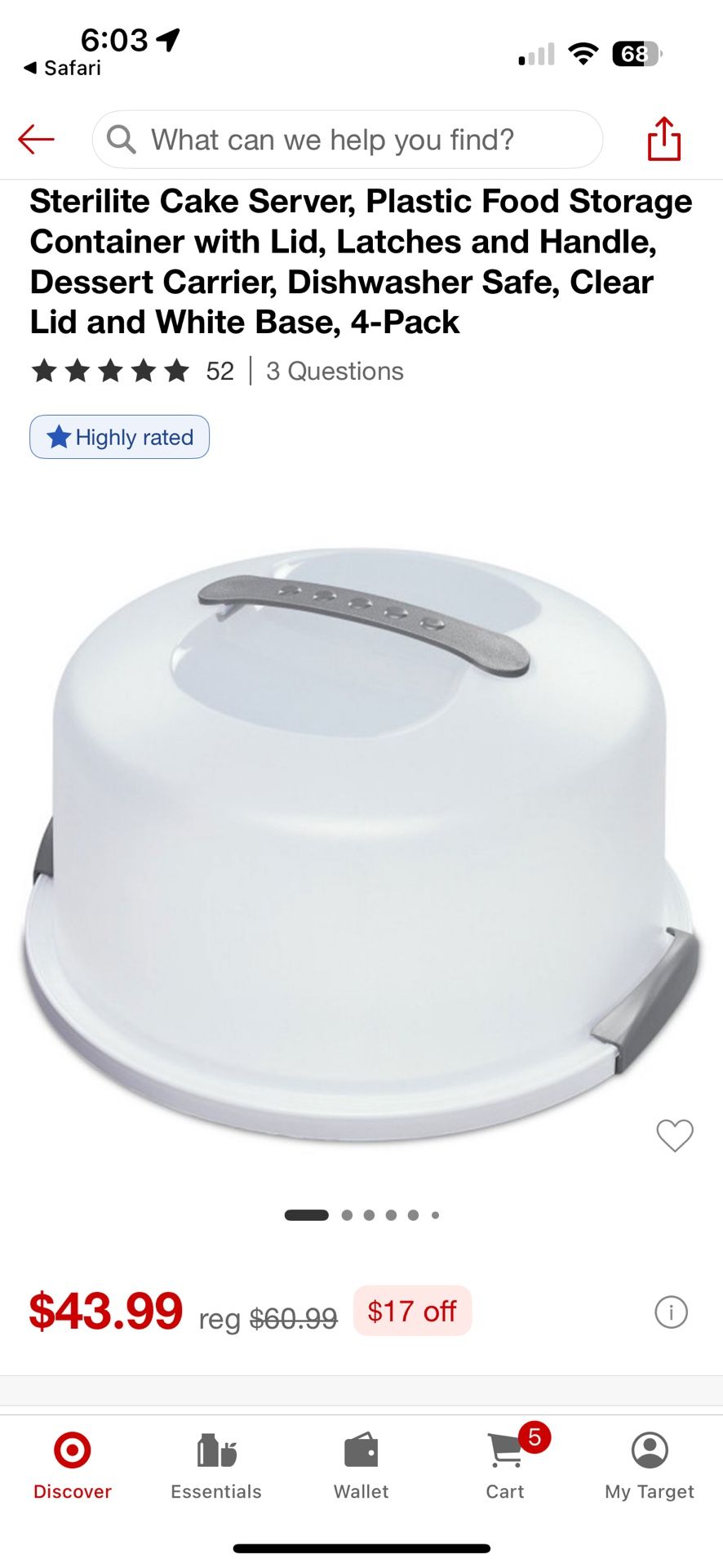 Sterilite Cake Server 