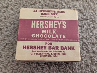 Vintage 1950s Hershey’s Milk Chocolate Chicago Bar Bank USA 3"x 3-1/2" Empty Box