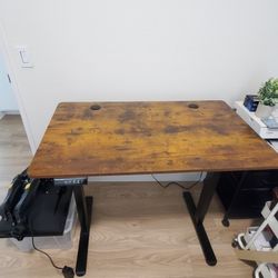 Claiks Electric Standing Desk, Adjustable Height Stand up Desk, 24x48 Inches Sit Stand Home Office Desk with Splice Board, Black Frame/Rustic Brown To