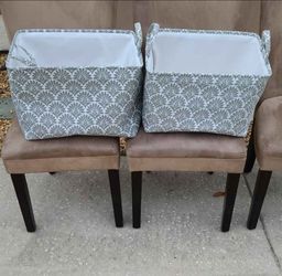 Storage Bins Gray White Damask Print Large Medium Handles Closet Laundry Boho Totes Towels Sheets