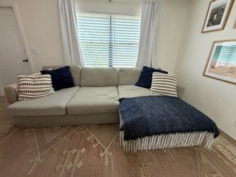 Noah Khaki Fabric Small Right Chaise Sectional / Couch / Sofa