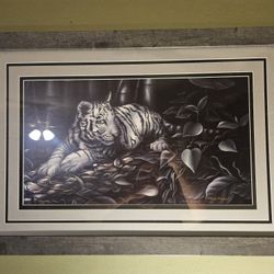 Framed White Tiger Artwork Print